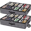 2 Pack Sturdy Under Bed Shoe Storage Organizers, Fit Total 24 Pairs, Large Underbed Closet Shoes Box Container Bag With Clear Cover, Breathable, 29.3x23.6x5.9 Inches(Except For Men's Sports Shoes)