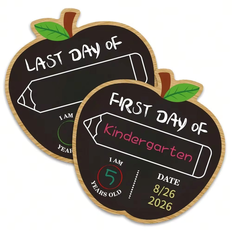 First And Last Day Of School Chalkboard 9.8" Double Sided Reusable Back To School Sign For Kids Girls Boys Preschool Pre-K Kindergarten 1st Grade Photo Props 1st Day Of Schools Board Gifts